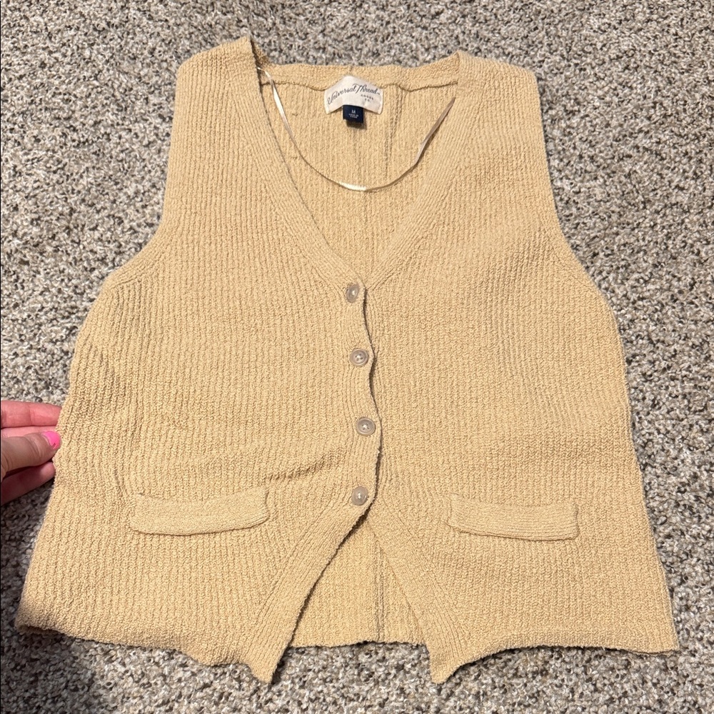Beige Button-Up Sweater Vest